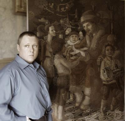 Рязанский художник изобразил Ленина в образе Деда Мороза